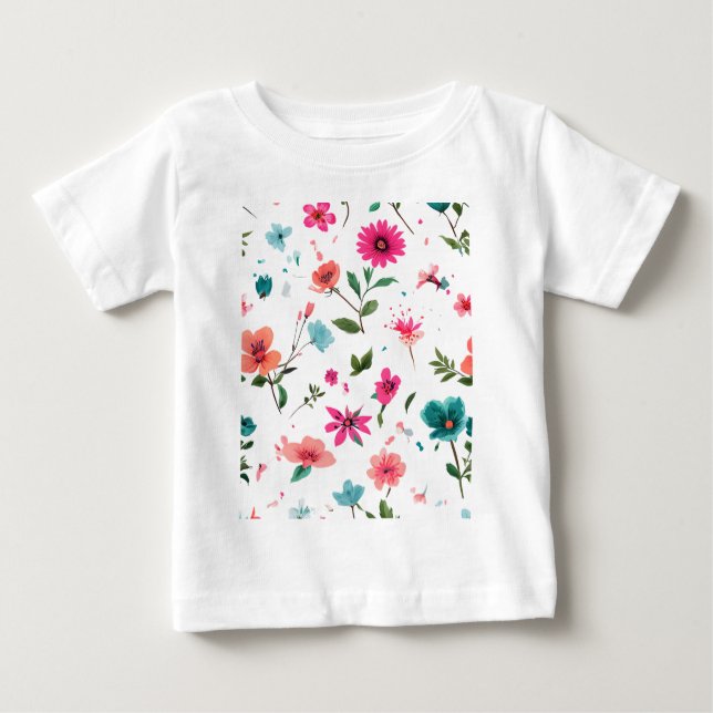 Vibrant Floral Pattern Art Baby T-Shirt (Front)