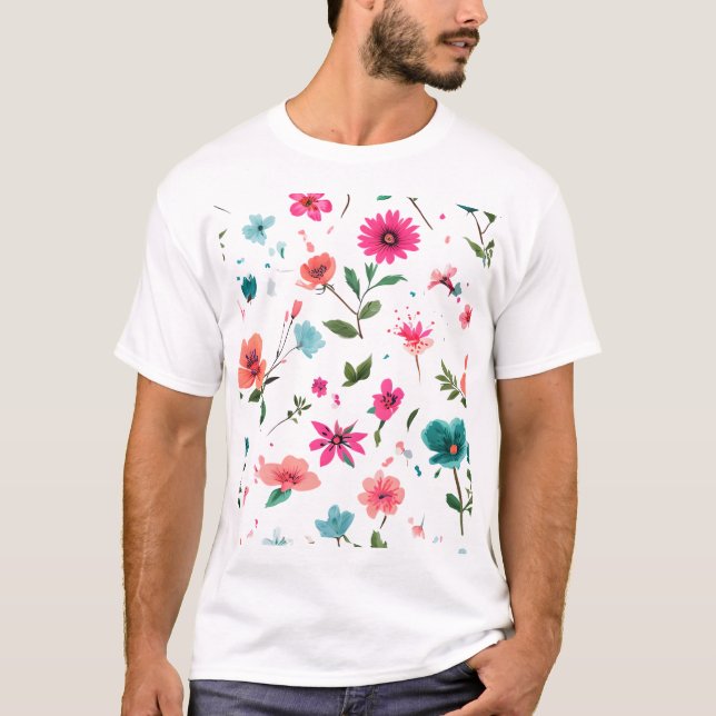 Vibrant Floral Pattern Art T-Shirt (Front)