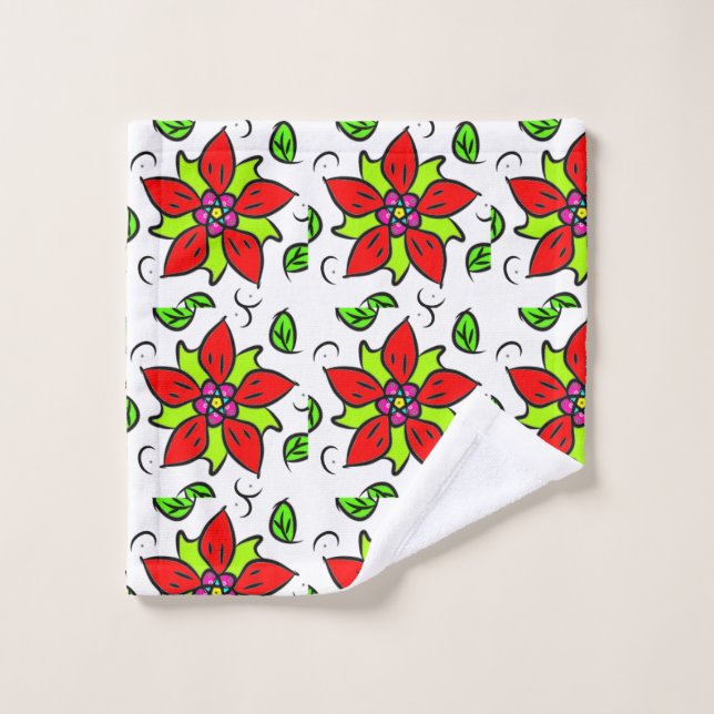 Vibrant Floral Pattern Bath Towel Set (Wash Cloth)