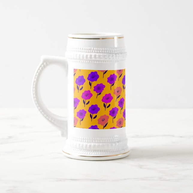 Vibrant Floral Pattern Beer Stein (Left)