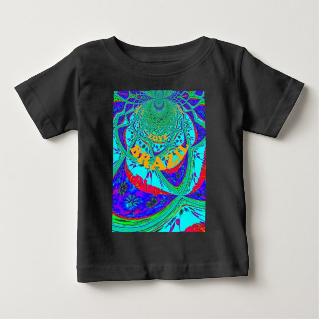 Vibrant Floral Pattern: Brazilian Tribute Eat Love Baby T-Shirt (Front)