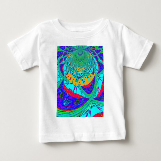 Vibrant Floral Pattern: Brazilian Tribute Eat Love Baby T-Shirt (Front)