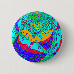 Vibrant Floral Pattern: Brazilian Tribute Eat Love Button