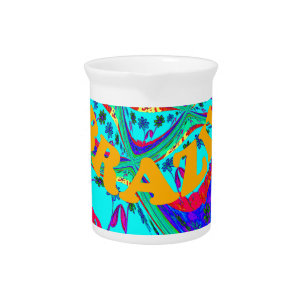 Vibrant Floral Pattern: Brazilian Tribute Eat Love Drink Pitcher