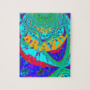 Vibrant Floral Pattern: Brazilian Tribute Eat Love Jigsaw Puzzle