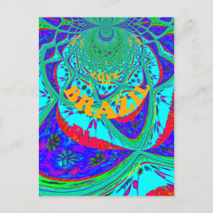 Vibrant Floral Pattern: Brazilian Tribute Eat Love Postcard