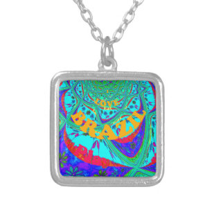 Vibrant Floral Pattern: Brazilian Tribute Eat Love Silver Plated Necklace