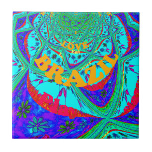 Vibrant Floral Pattern: Brazilian Tribute Eat Love Tile