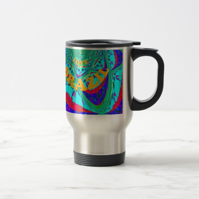 Vibrant Floral Pattern: Brazilian Tribute Eat Love Travel Mug (Right)