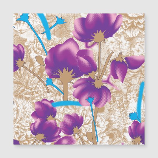 Vibrant floral pattern featuring purple and blue f (Front)
