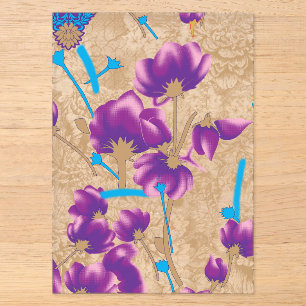 Vibrant floral pattern featuring purple and blue f acrylic invitations