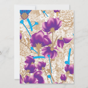 Vibrant floral pattern featuring purple and blue f card