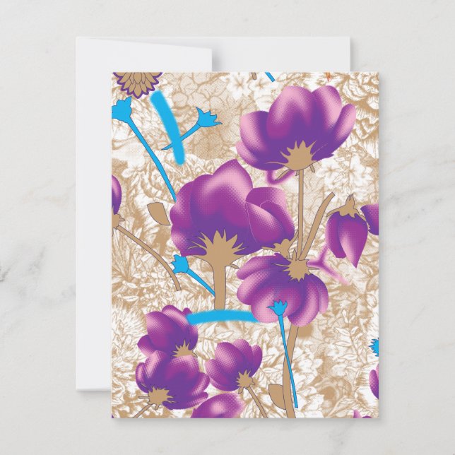 Vibrant floral pattern featuring purple and blue f card (Front)