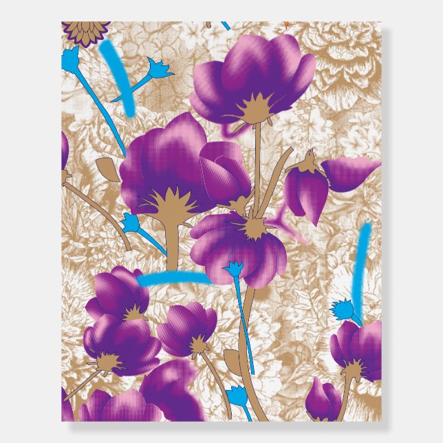 Vibrant floral pattern featuring purple and blue f foam board (Front)
