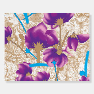 Vibrant floral pattern featuring purple and blue f foam board