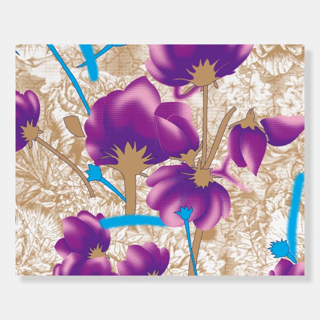 Vibrant floral pattern featuring purple and blue f foam board (Front)