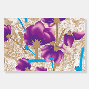 Vibrant floral pattern featuring purple and blue f foam board
