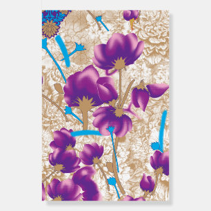 Vibrant floral pattern featuring purple and blue f foam board