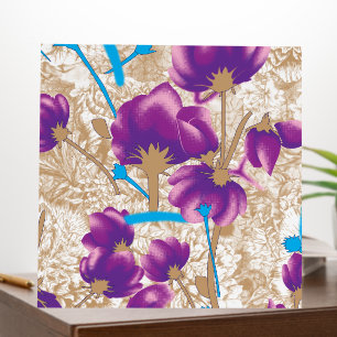 Vibrant floral pattern featuring purple and blue f foam board