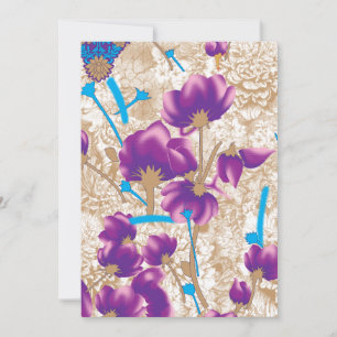 Vibrant floral pattern featuring purple and blue f invitation