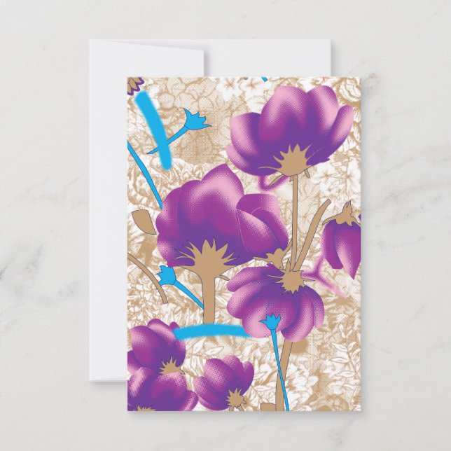 Vibrant floral pattern featuring purple and blue f invitation (Front)