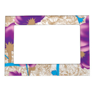 Vibrant floral pattern featuring purple and blue f magnetic frame