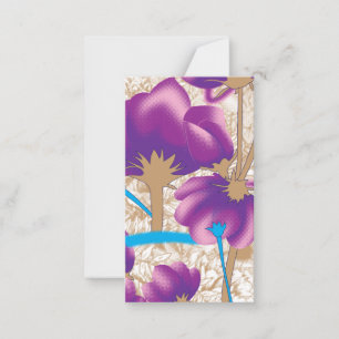 Vibrant floral pattern featuring purple and blue f note card