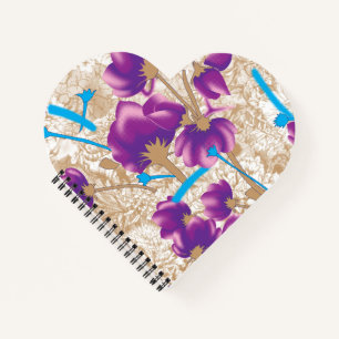 Vibrant floral pattern featuring purple and blue f notebook