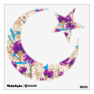 Vibrant floral pattern featuring purple and blue f wall decal