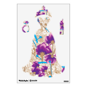 Vibrant floral pattern featuring purple and blue f wall decal