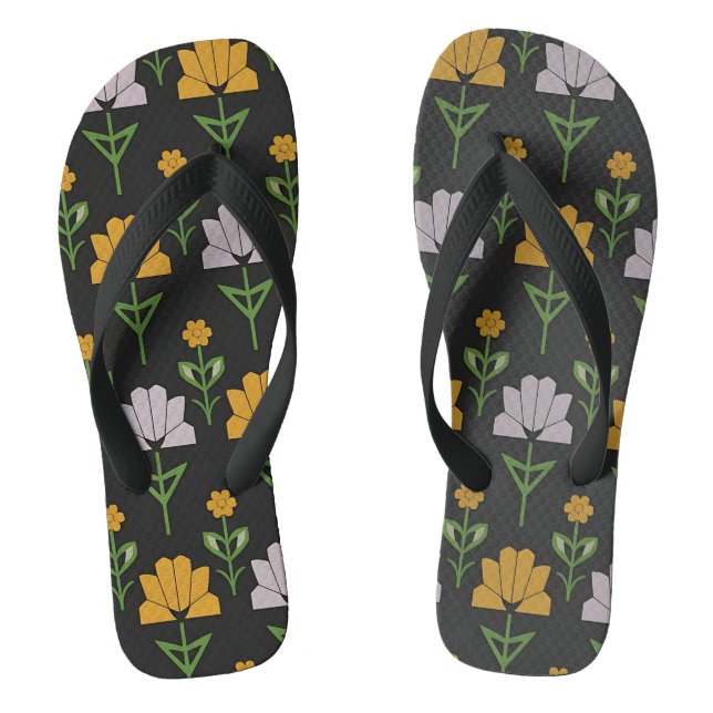 Vibrant Floral Pattern Flip Flops (Footbed)