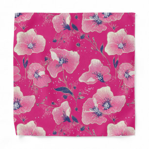 Vibrant Floral Pattern in Pink, White & Royal Blue Bandana