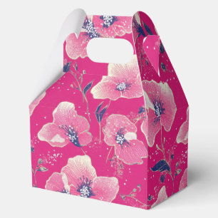 Vibrant Floral Pattern in Pink, White & Royal Blue Favor Boxes