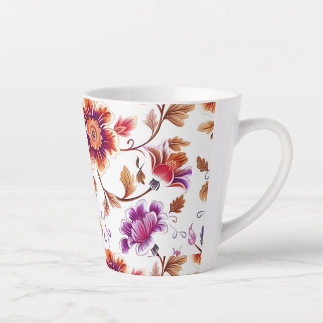 Vibrant Floral Pattern Latte Mug | Colorful Botani (Right)