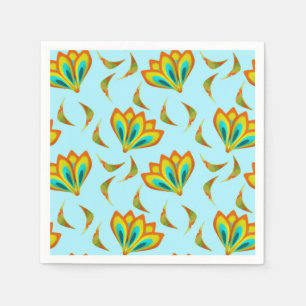 Vibrant floral pattern on light blue background napkins