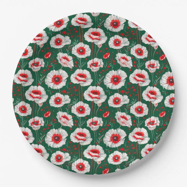 Vibrant floral pattern paper plates (Front)