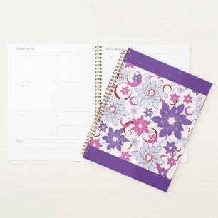 Vibrant Floral Pattern Purple Pink Blue Flowers Planner