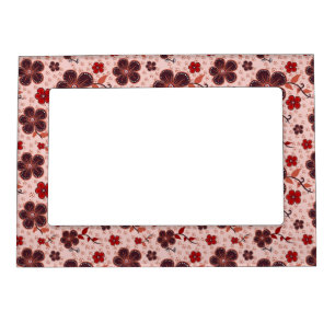 Vibrant Floral Pattern with Colorful Flowers Magnetic Frame