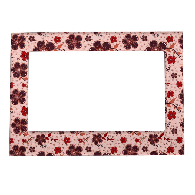 Vibrant Floral Pattern with Colorful Flowers Magnetic Frame (Front)