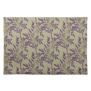 Vibrant Floral Pattern with Yellow Daisies  Cloth Placemat