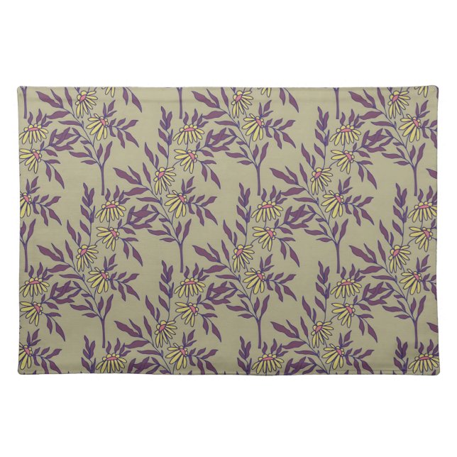 Vibrant Floral Pattern with Yellow Daisies  Cloth Placemat (Front)