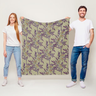 Vibrant Floral Pattern with Yellow Daisies Fleece Blanket