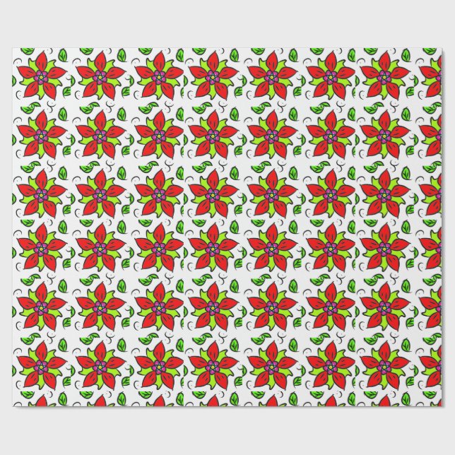 Vibrant Floral Pattern Wrapping Paper (Flat)
