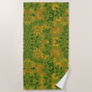 Vibrant Floral Pattern: Yellow and Orange Flowers Beach Towel