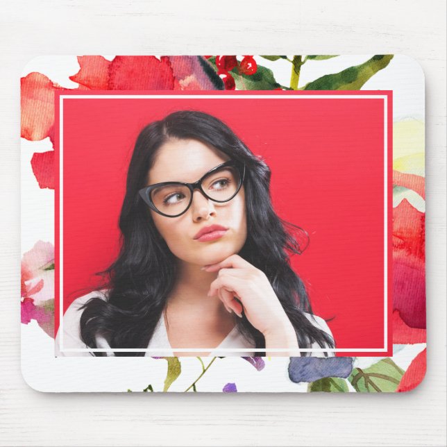 Vibrant Floral Photo Mousepad (Front)