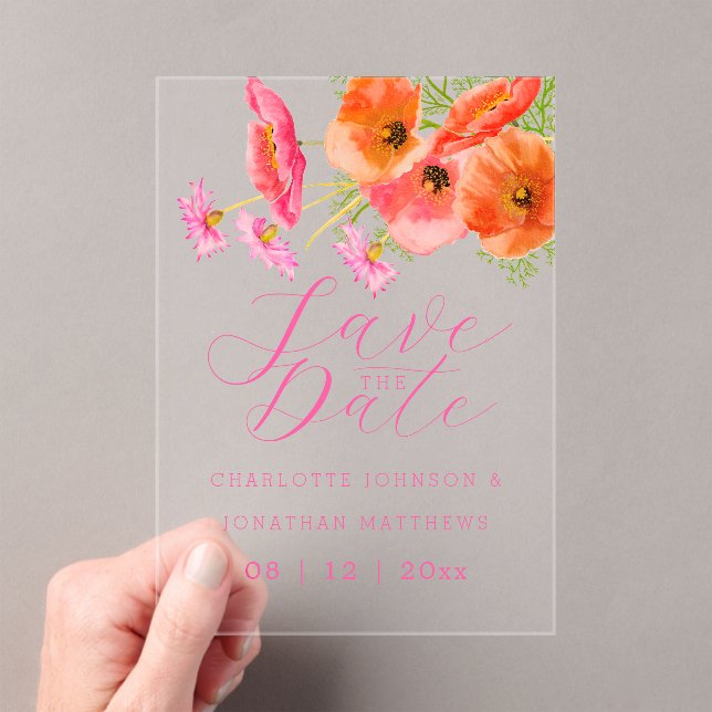 Vibrant Floral Pink Orange Wedding Save the Date (Insitu (Handheld))