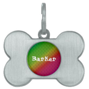 Vibrant Floral Rainbow Gradient Diagonal Add Name Pet ID Tag