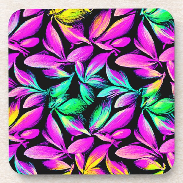 Vibrant Floral Repeat Design Beverage Coaster (Front)