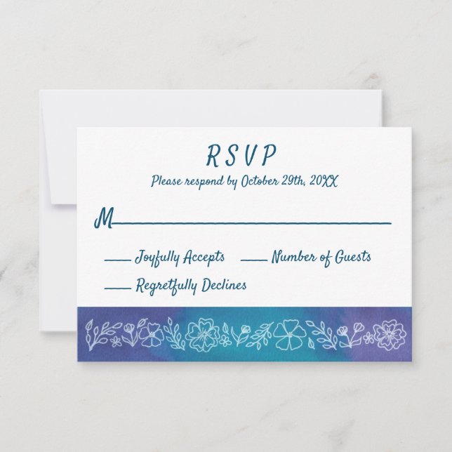 Vibrant Floral RSVP Cards - With Number of Guests (Front)