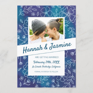 Vibrant Floral Save the Date with Photo Invitation